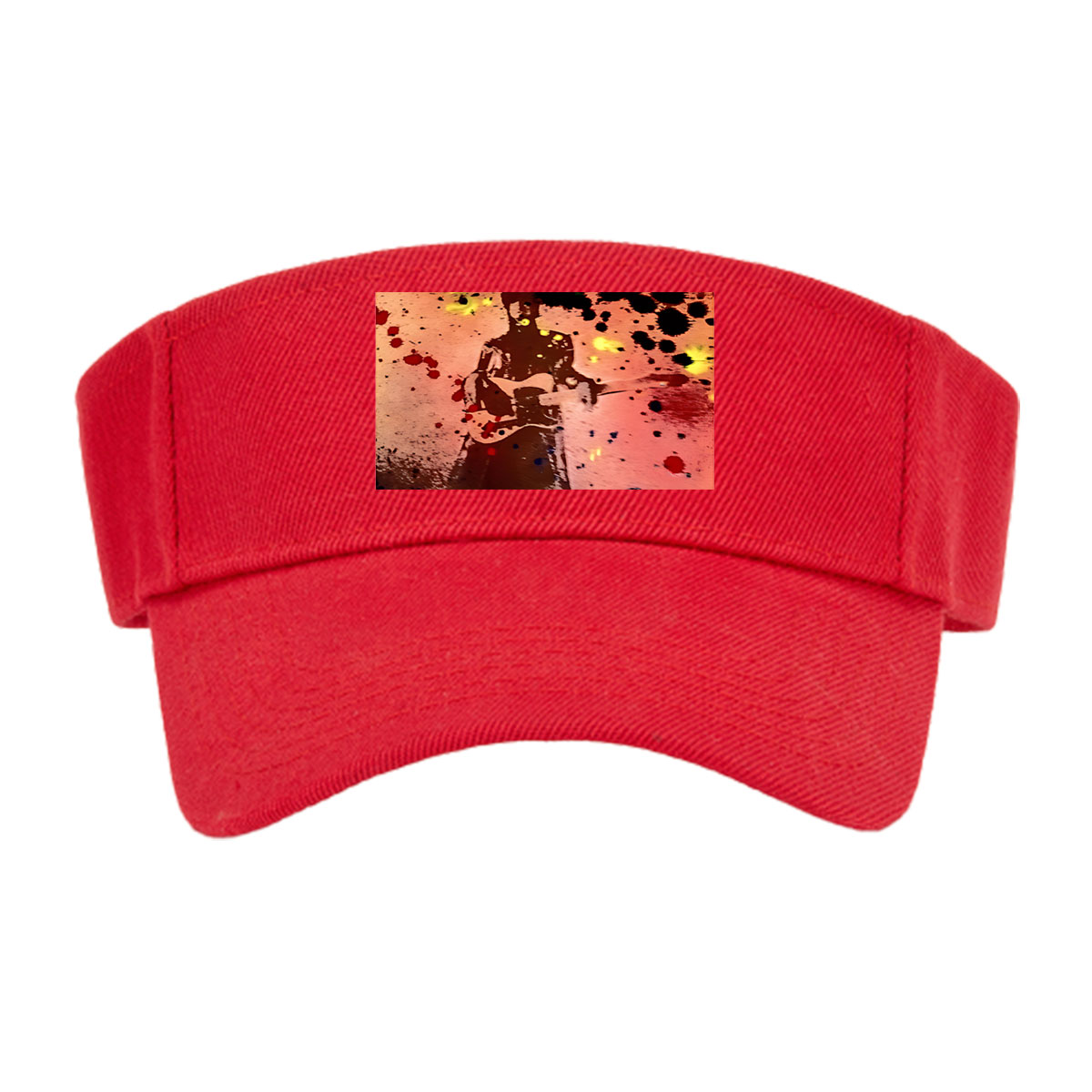 Guitarist Silhouette in Abstract Splash Art -  Visor cap