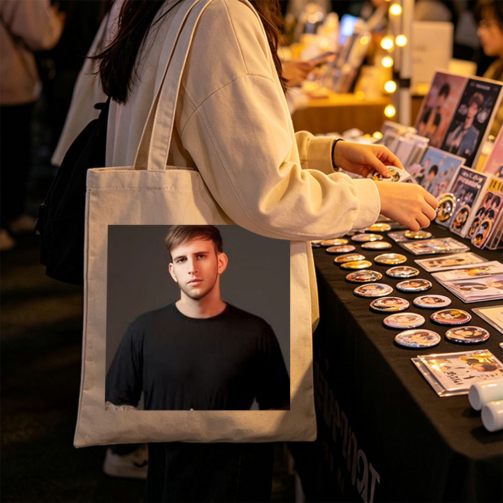Logan Paul in a Studio Portrait Wearing a Black T-Shirt - Canvas tote bags