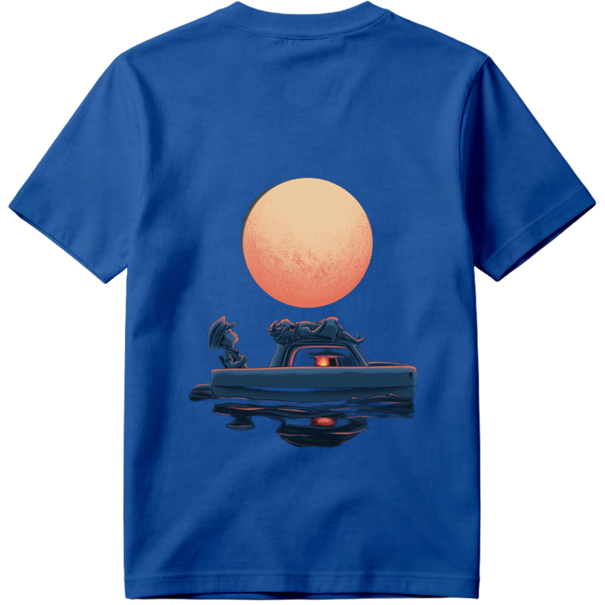 Mario and Bowser in a Boat Under the Moon - Tee