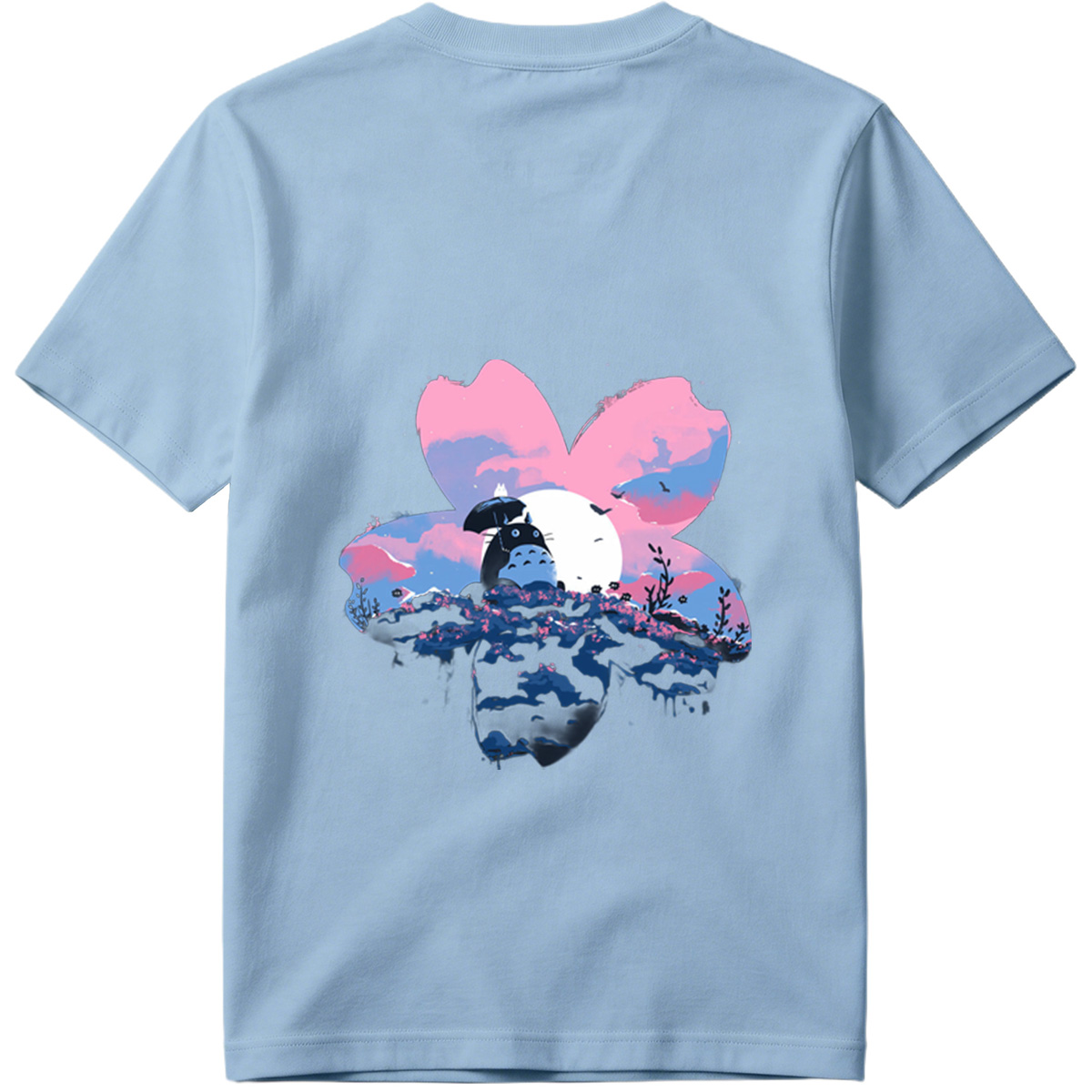 Totoro Under Cherry Blossom Moon - Tee
