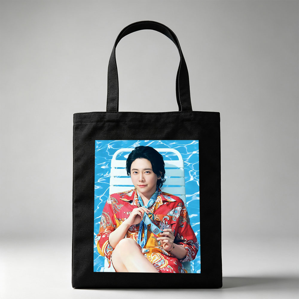 Kazuma Komatsu Relaxing by the Pool in Vibrant Summer Outfit - Canvas tote bags