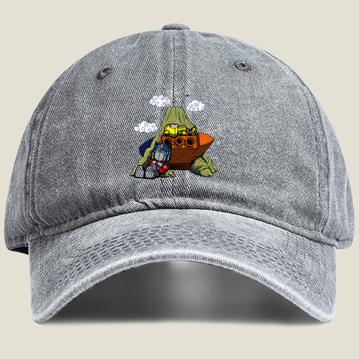 Transformers: Optimus Prime and Bumblebee at the Ark - Washed Denim - Baseball Cap