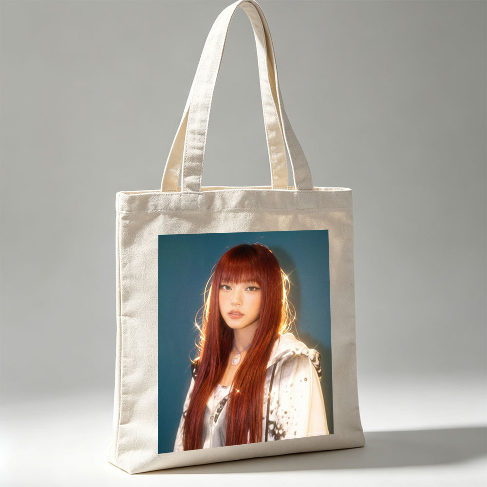 Lisa Blackpink Portrait with Red Hair and Silver Jacket in Studio Lighting - Canvas tote bags
