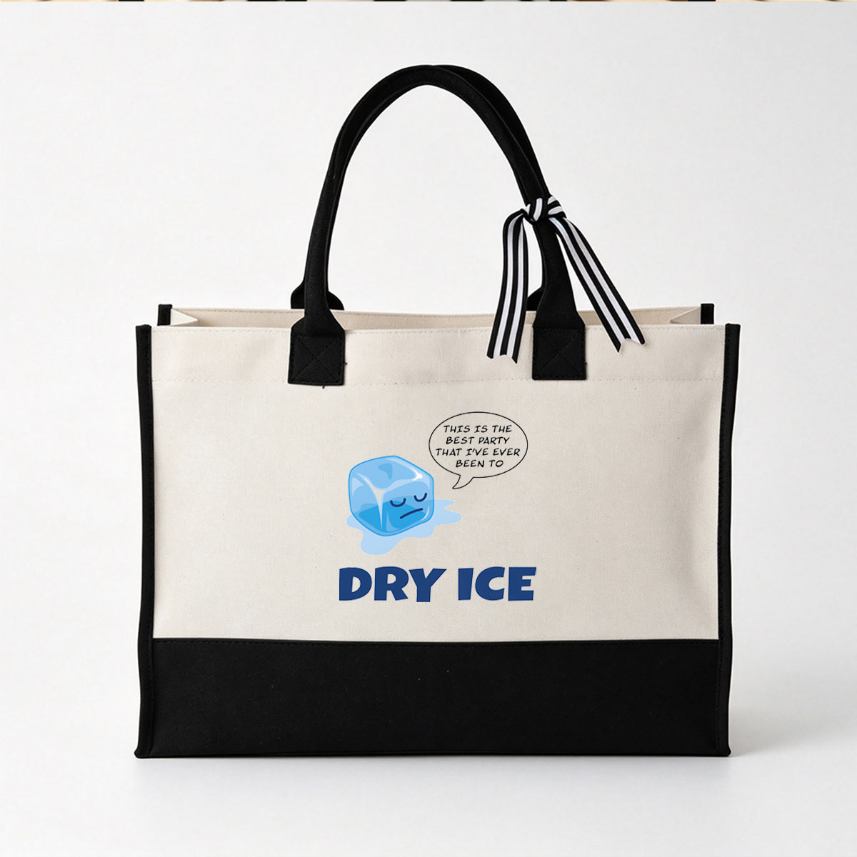 Dry Ice Cube at a Party - Canvas patchwork gift tote bag