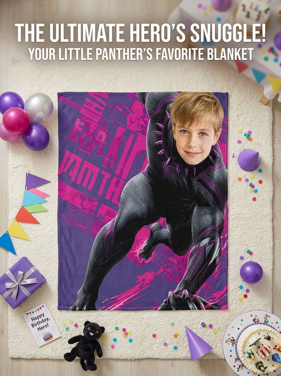 Personalized Photo Superhero Flannel Blanket Ultra Soft Custom Face Throw for Kids and Adults