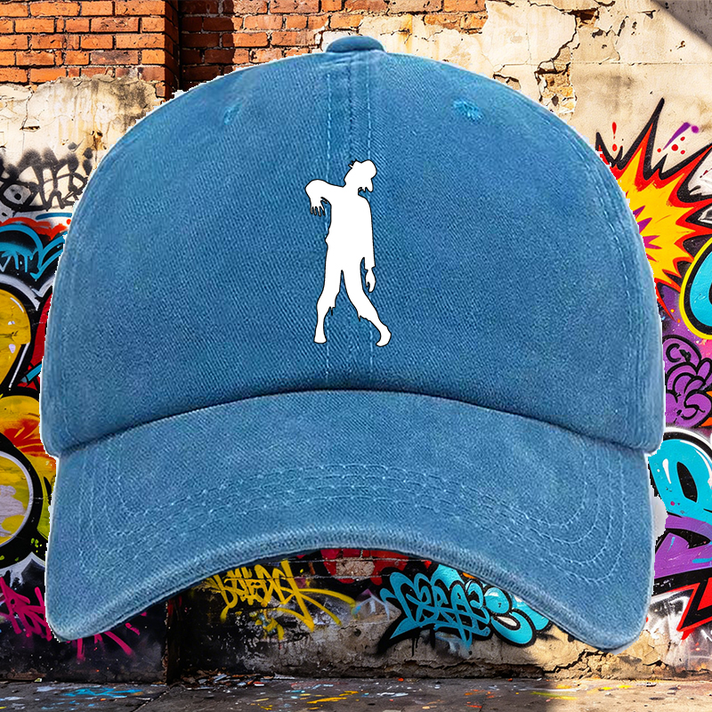 Men's Printed Washed Cotton Cap with Silhouette Design - Casual Round Brim Summer Lightweight Hat for Outdoor Activities, Urban Streetwear, and Daily Wear - Ideal for Adults Seeking Fashionable and Comfortable Headwear