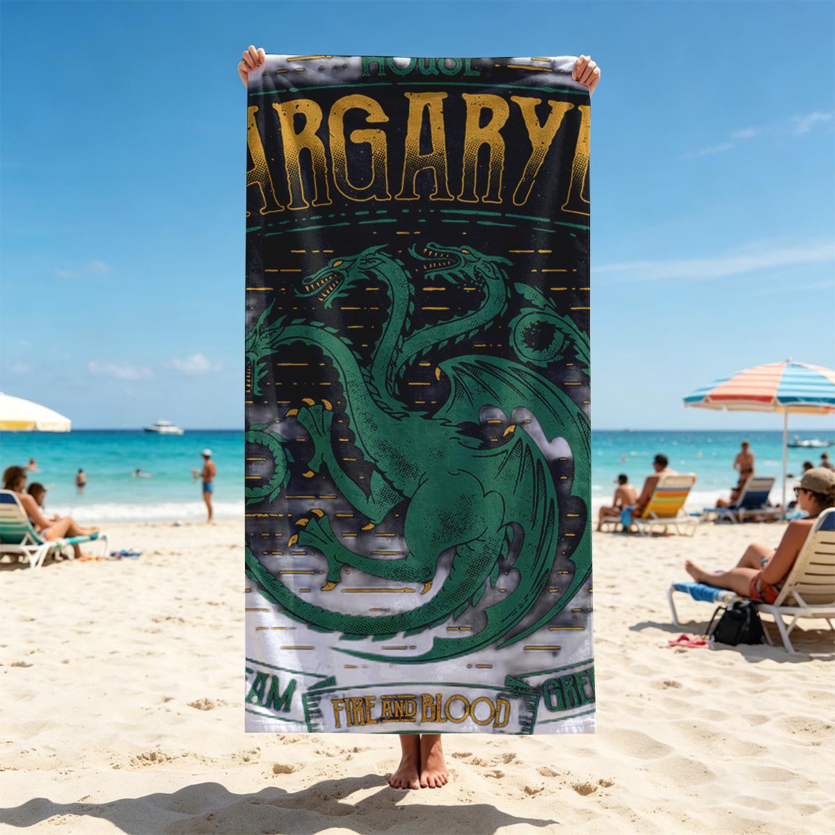 House Targaryen: Three-Headed Dragon, Fire and Blood, Team Green - Beach towels