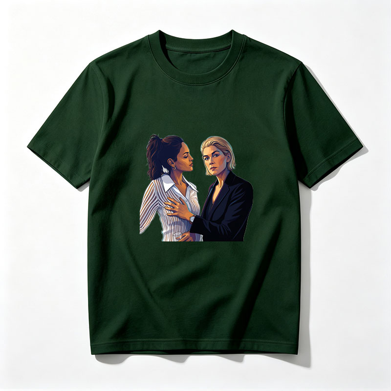 Two Women in Formal Attire Sharing an Intimate Moment - Tee