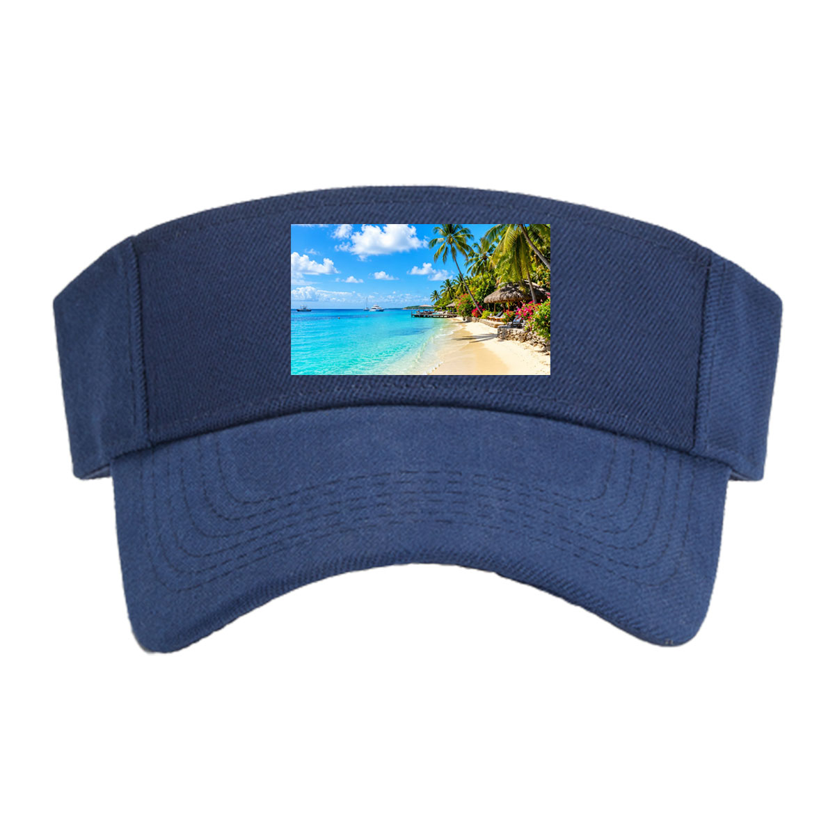 Tropical Beach with Palm Trees and Crystal Clear Water -  Visor cap
