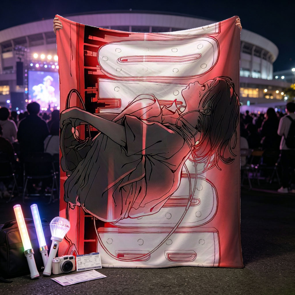 Billie Eilish in a Neon Sign Scene - A Young Woman Lying Against a Glowing 