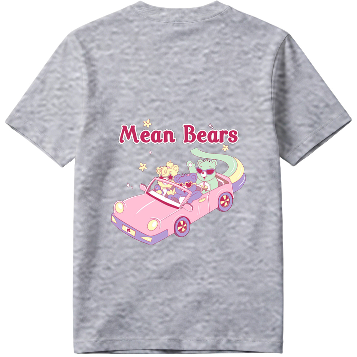 Mean Bears in a Pink Car with Three Cute Characters - Tee