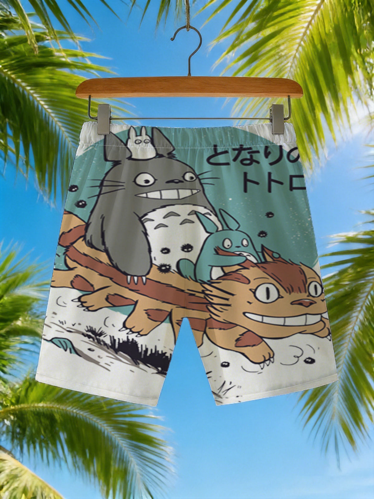 Totoro, Chu, and Catbus from My Neighbor Totoro -  Beach shorts