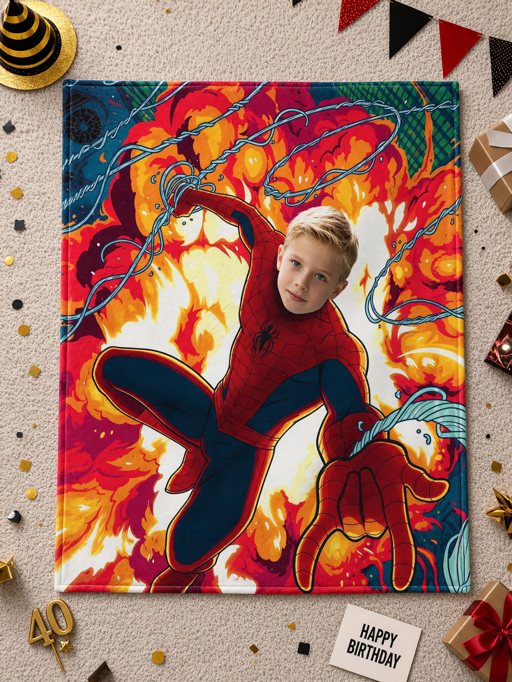 Custom Face Blanket With Vibrant Comic Action Design, Soft Anti-Pilling Flannel Throw For Ideal Personalized Gift
