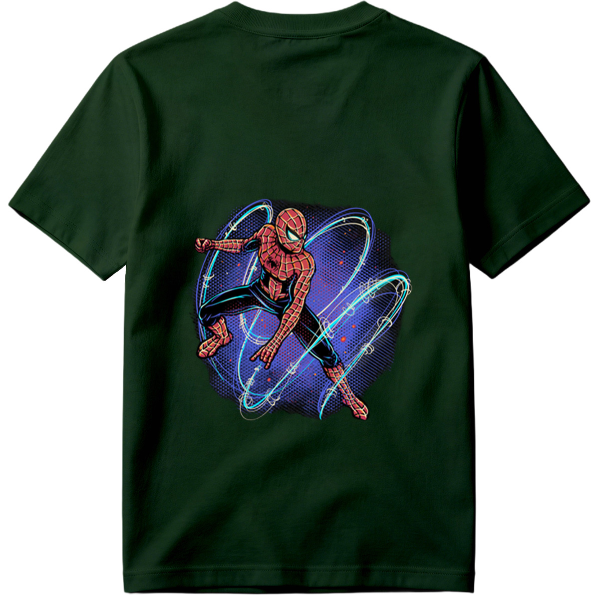 Spider-Man in Action with Dynamic Web Swirls - Tee