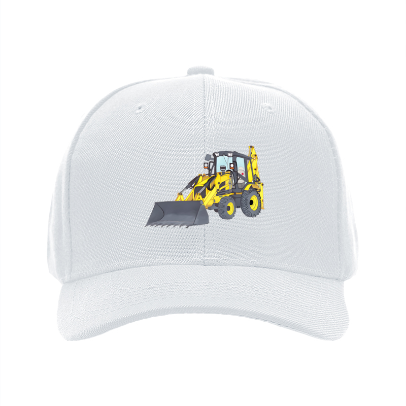 1pc New Baseball Cap with Yellow Excavator Print and Bold Text Design Unisex Adjustable Hat for Outdoor Work and Leisure Activities Suitable for Adults Who Love Construction Machinery and Heavy Equipment Themes