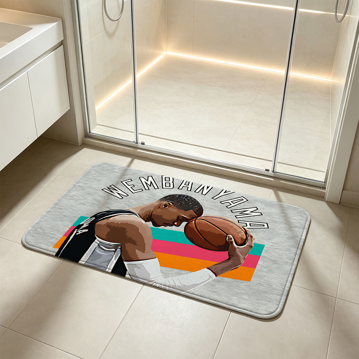 Wembanyama Basketball Player Artwork - Flannel floor mat