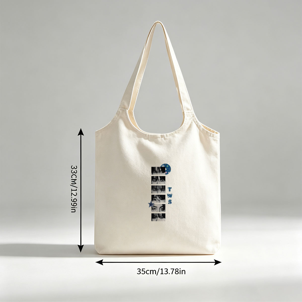 TWS Eyes Close-Up Collage with Star and CD Design - Canvas shoulder bags/