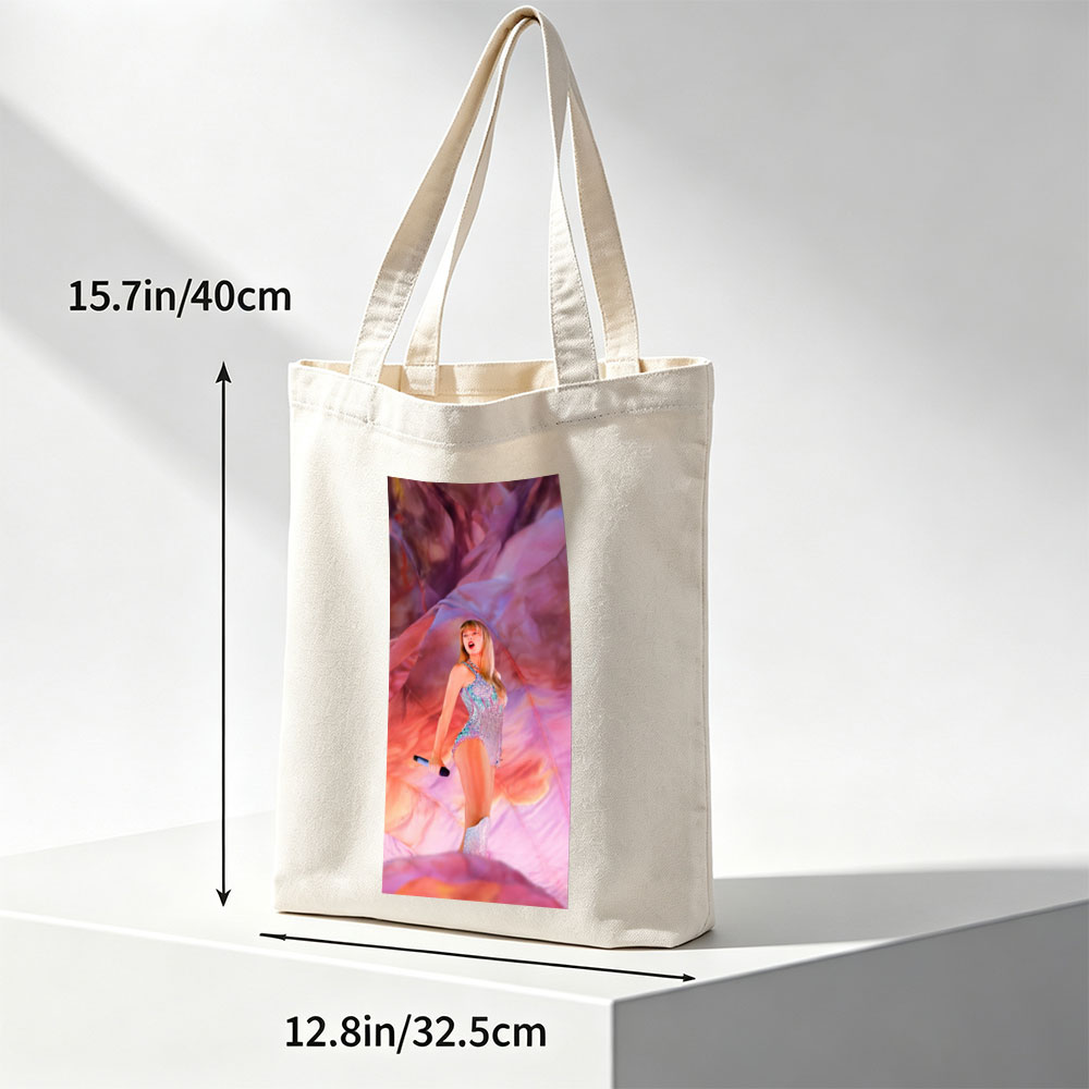 Taylor Swift Performance in a Sparkling Bodysuit on a Vibrant, Dreamlike Stage - Canvas tote bags