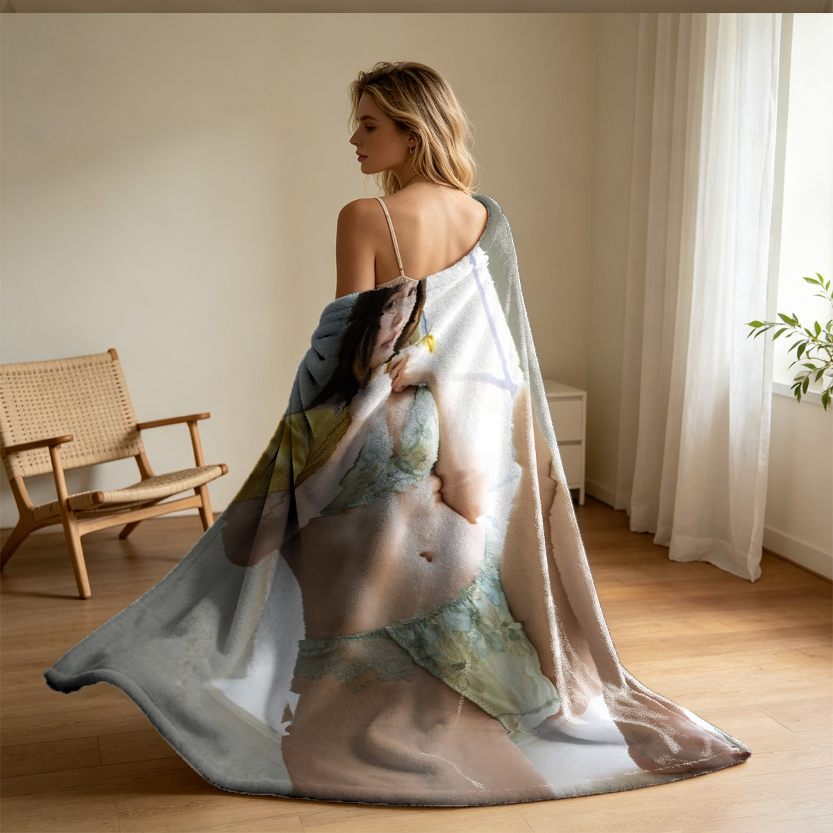 Katie Holmes Nude on All Fours in Living Room - Blanket