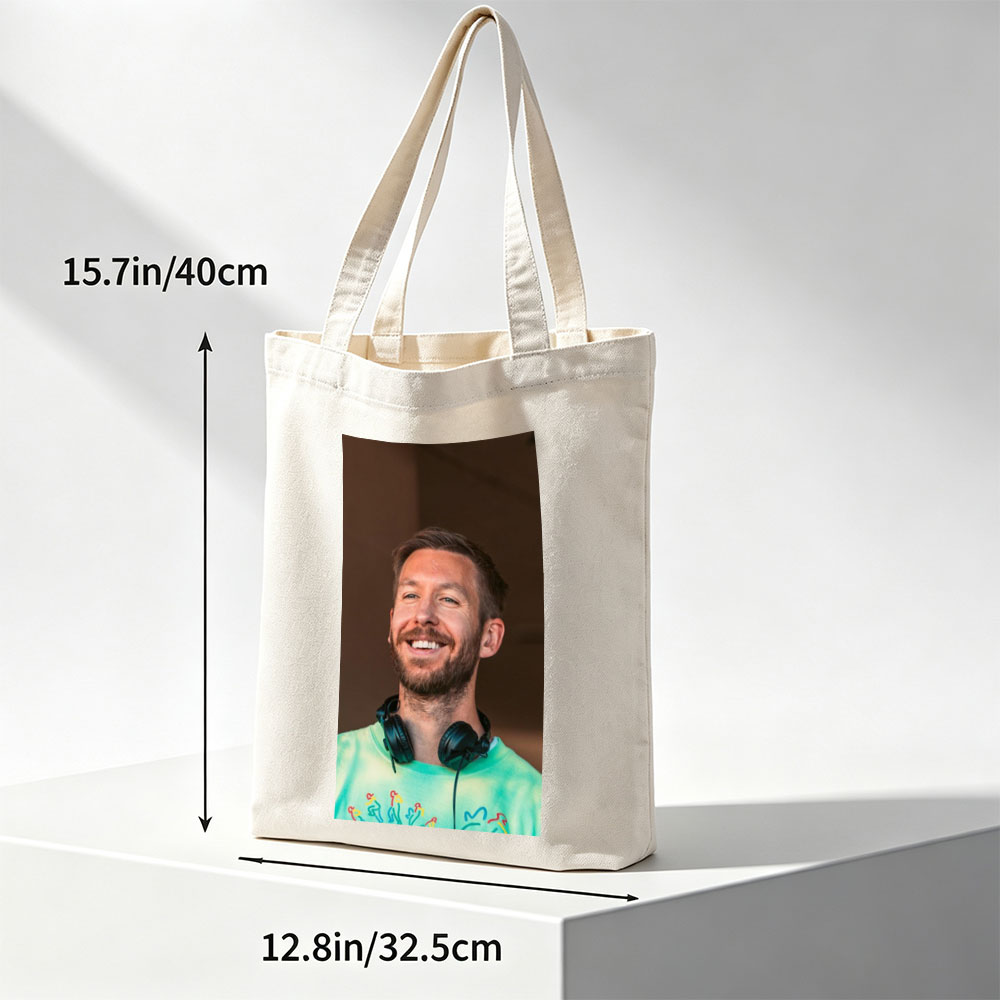 Calvin Harris at Music Festival Wearing Green Tie-Dye Shirt and Headphones - Canvas tote bags