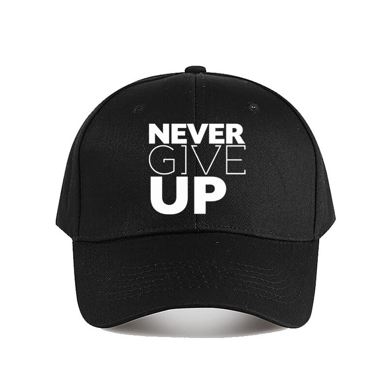 Curved Brim Baseball Cap Never Give Up Inspirational Letter Print