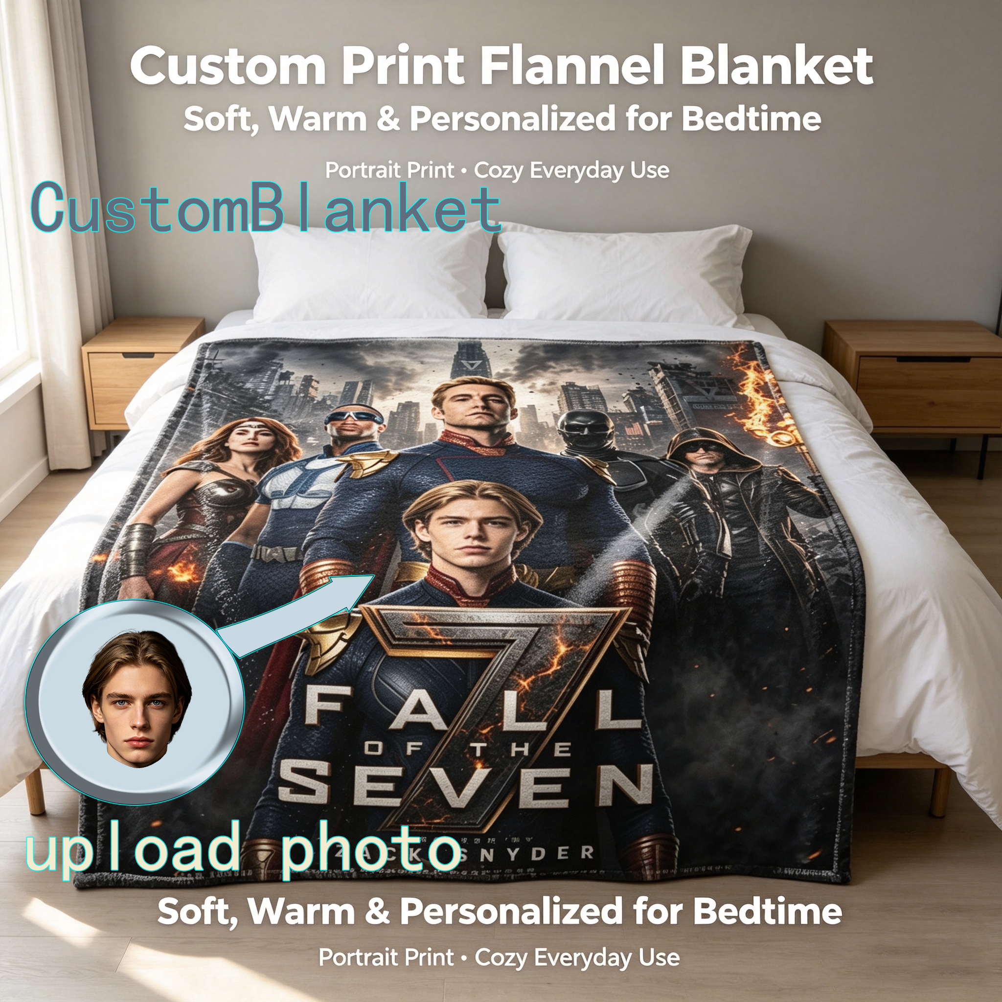 Custom Face Blanket - Fall of the Seven IP Flannel Blanket for Home, Bed, or Couch Use - Perfect Gift or Giveaway for Fans