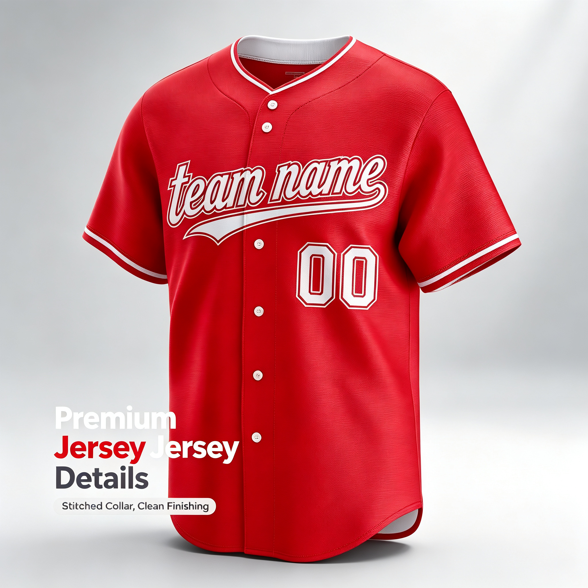 Custom Printed California Halo Style Baseball Jersey Scarlet Red White Trim Button Down Shirt for Men and Women