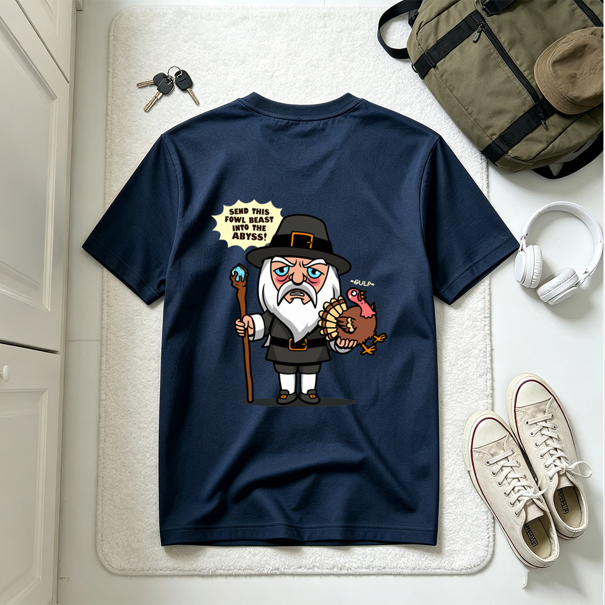 Pilgrim Wizard and Turkey - Tee