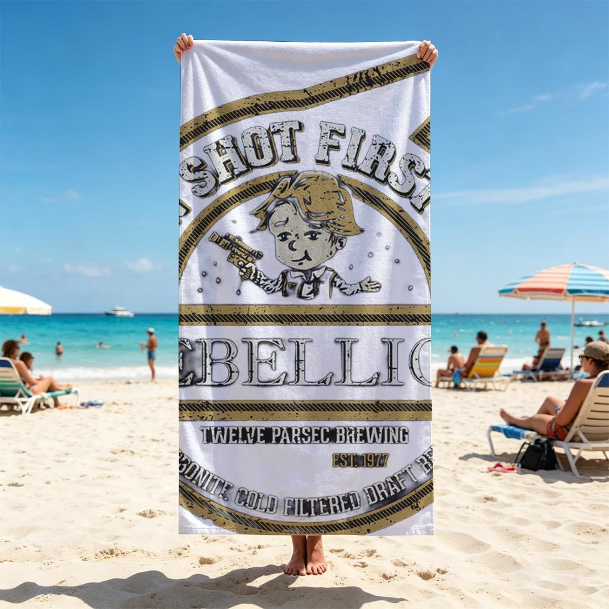 Han Shot First IPA: Rebellion by Twelve Parsec Brewing, Carbonite Cold Filtered Draft Beer - Beach towels