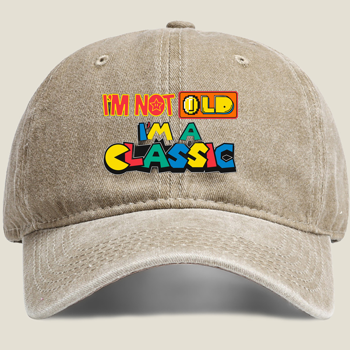 I'm Not Old, I'm a Classic - Retro Gaming Style Design - Washed Denim - Baseball Cap