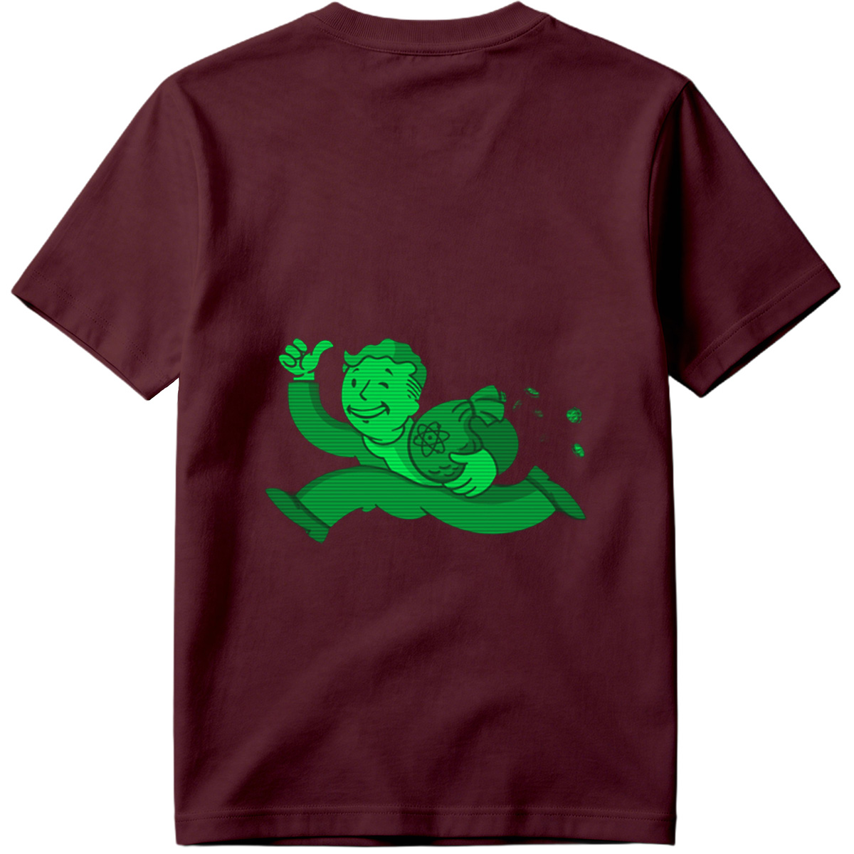 Vault Boy from Fallout Running with a Bag of Atoms - Tee