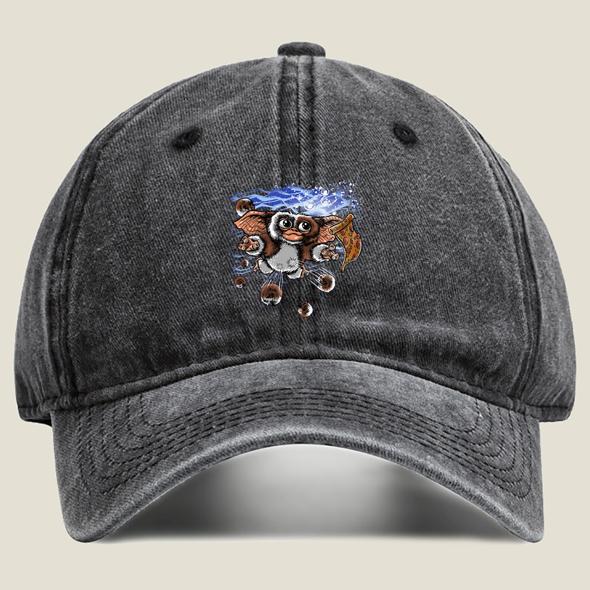 Gremlins - Gizmo with Pizza - Washed Denim - Baseball Cap