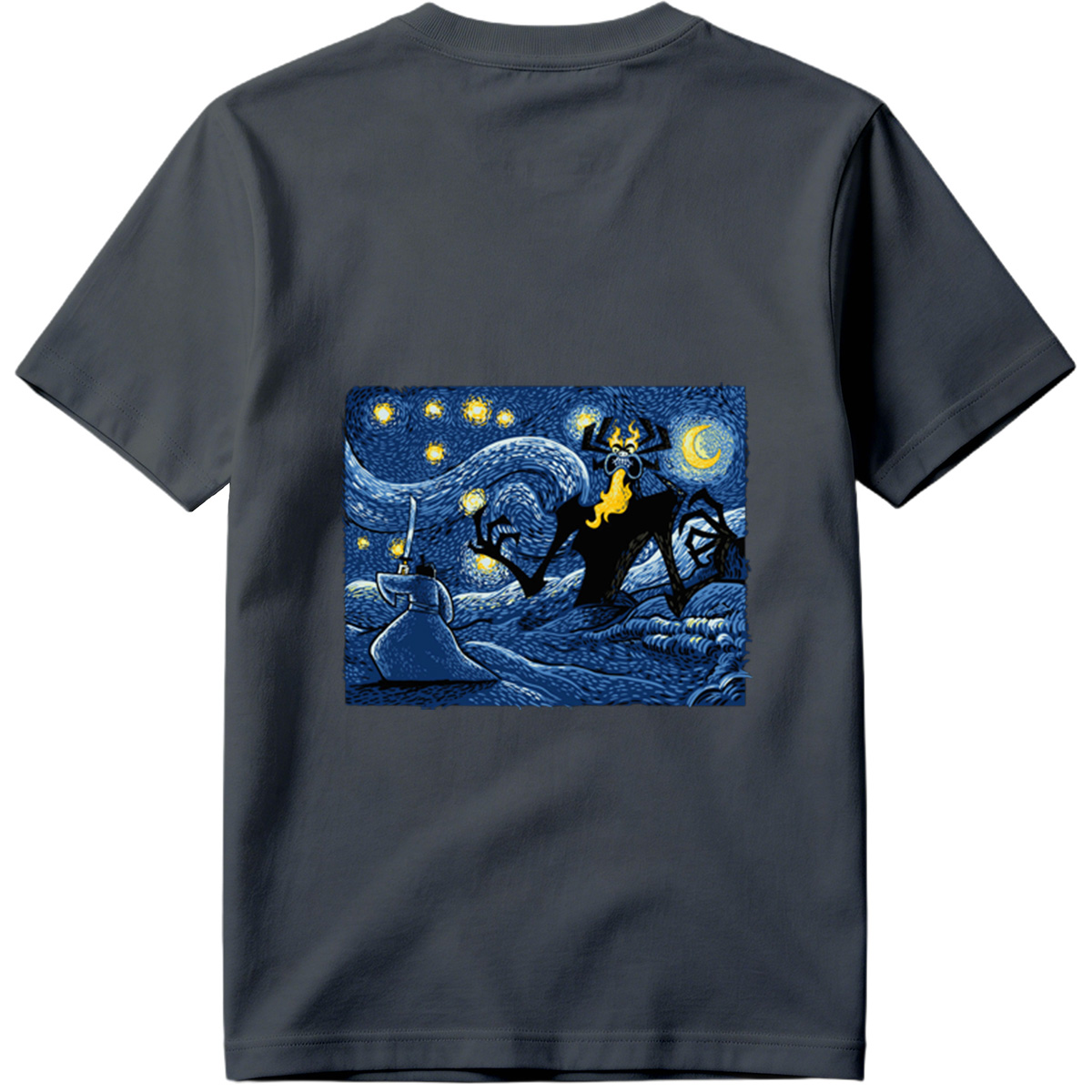 Samurai vs. Fiery Spider in Starry Night - Tee