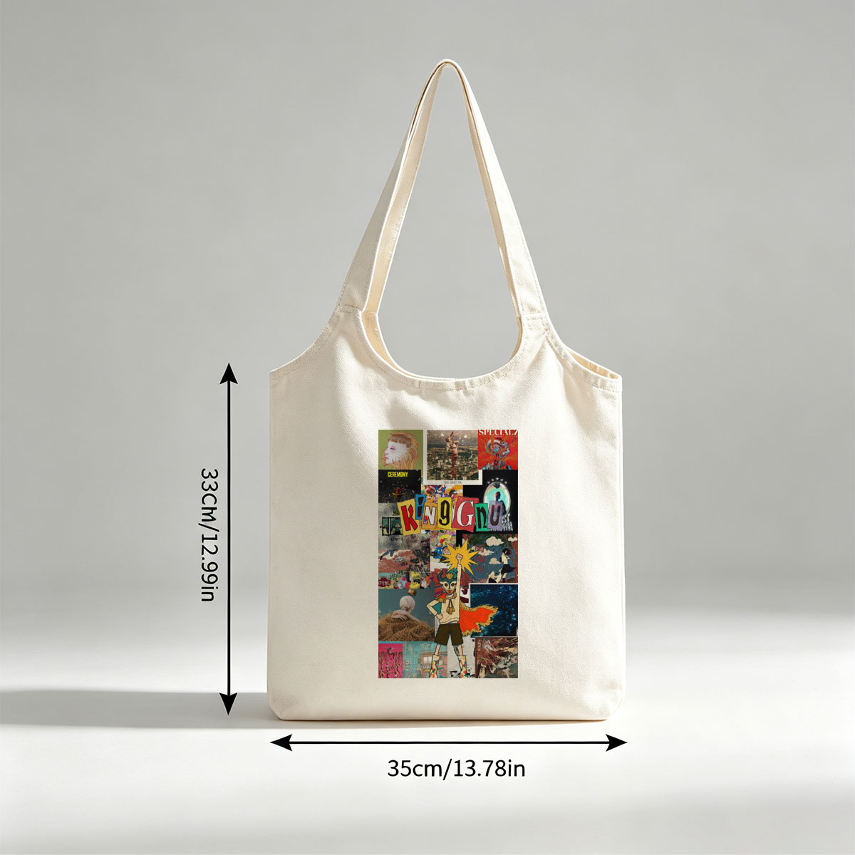King Gnu Concert Performance with Vibrant Art Collage and Dynamic Character Design - Canvas shoulder bags/