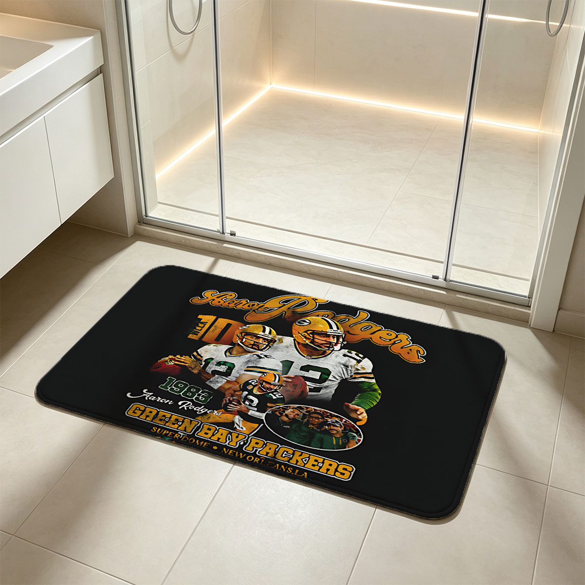 Aaron Rodgers #12 Green Bay Packers Super Bowl XLV Champions 2011 - Flannel floor mat