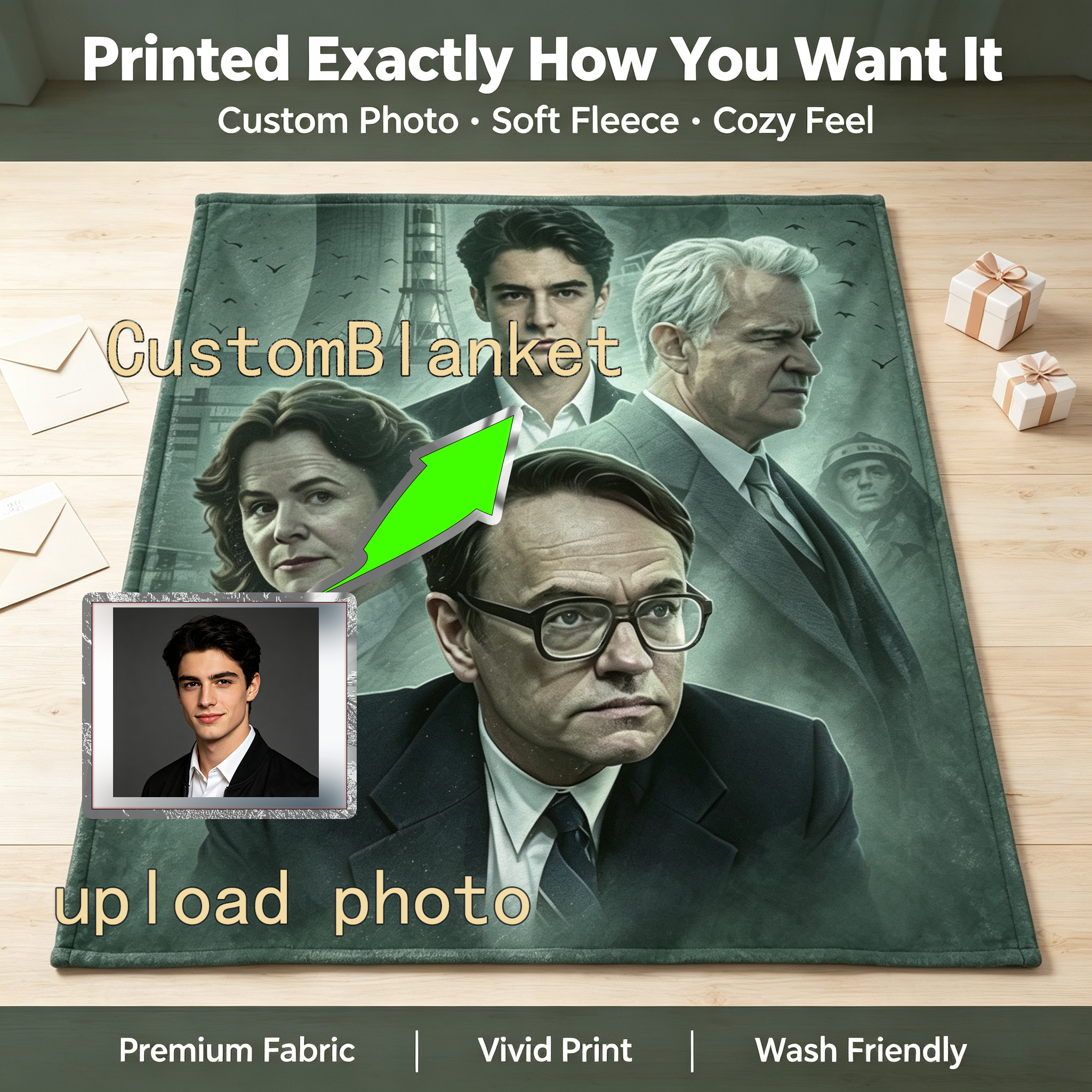 Custom Face Blanket Featuring Chernobyl Drama Characters Flannel Blanket for Cozy Home Use, Perfect Gift or Giveaway Item