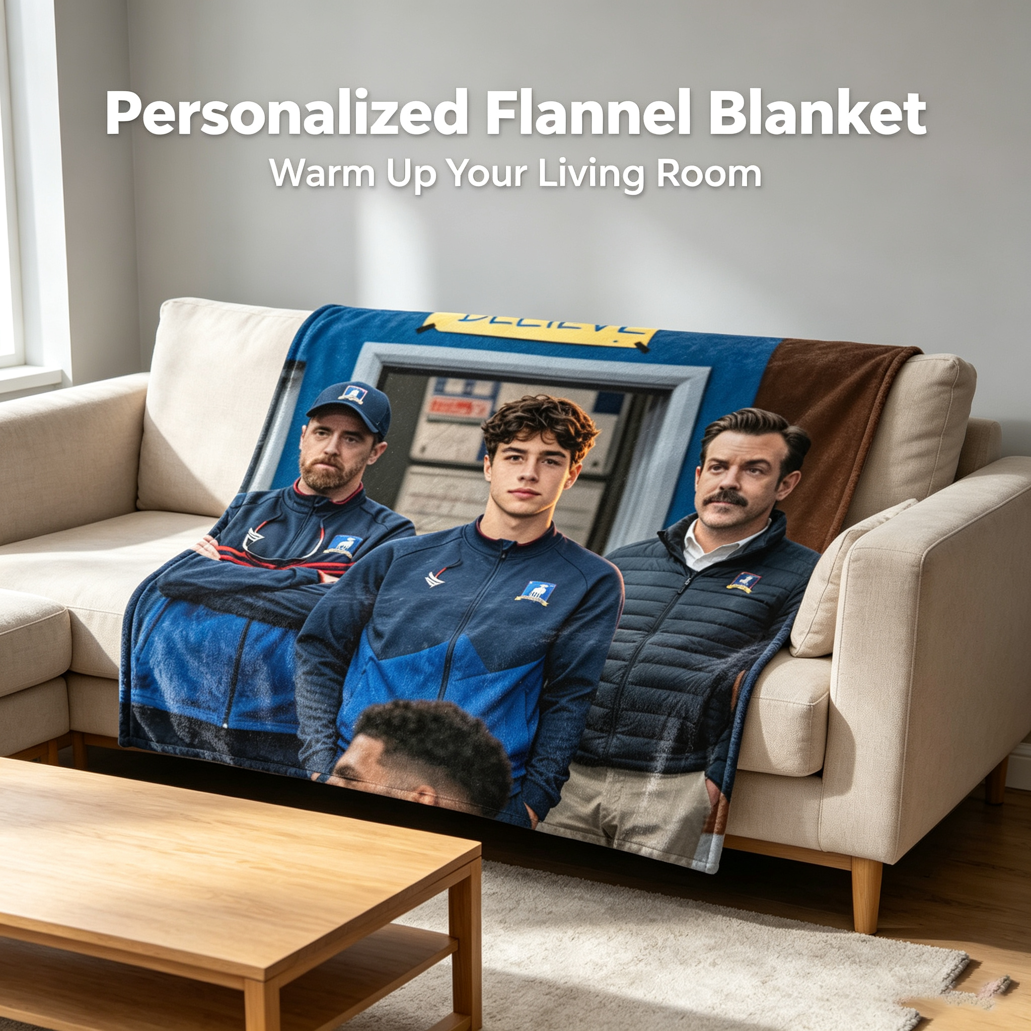 Custom Face Blanket Featuring Belief Team Portrait Flannel Blanket for Cozy Home Use and Perfect Gift or Giveaway