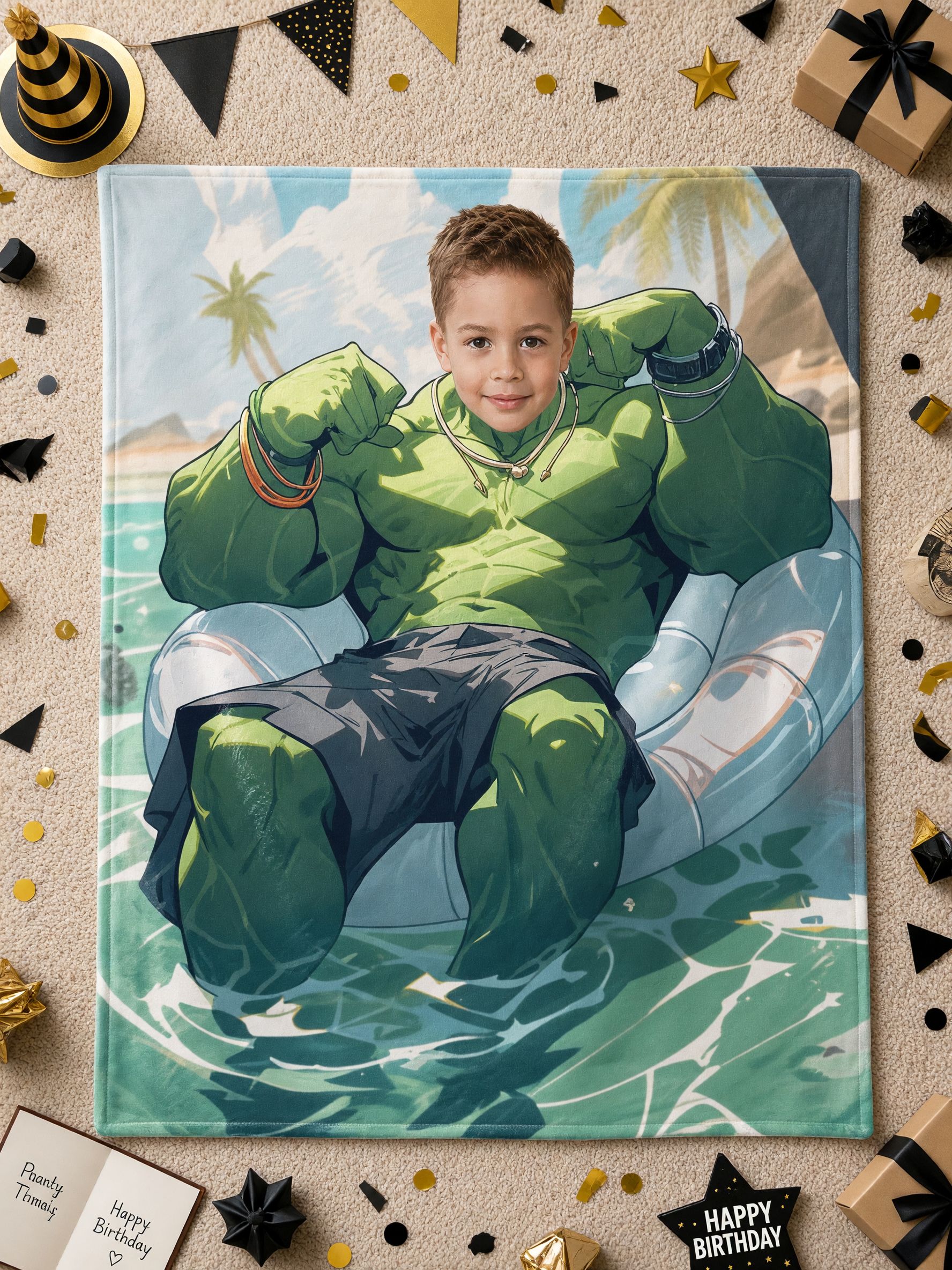 Custom Face Photo Superhero Flannel Blanket, Soft Personalized Throw for Couch and Bed, Ideal Personalized Gift