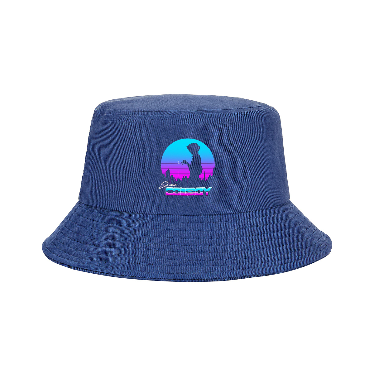 Space Cowboy - Silhouette of a Man Against a Retro-Futuristic Cityscape - Fisherman's Hat