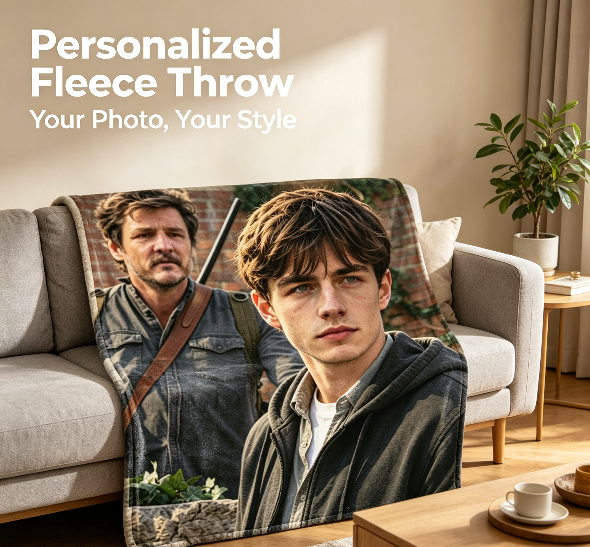 Custom Face Blanket Featuring The Last of Us Character Design Flannel Blanket Perfect for Gaming Fans Cozy Living Room or Bedroom Gift Idea for Video Game Enthusiasts
