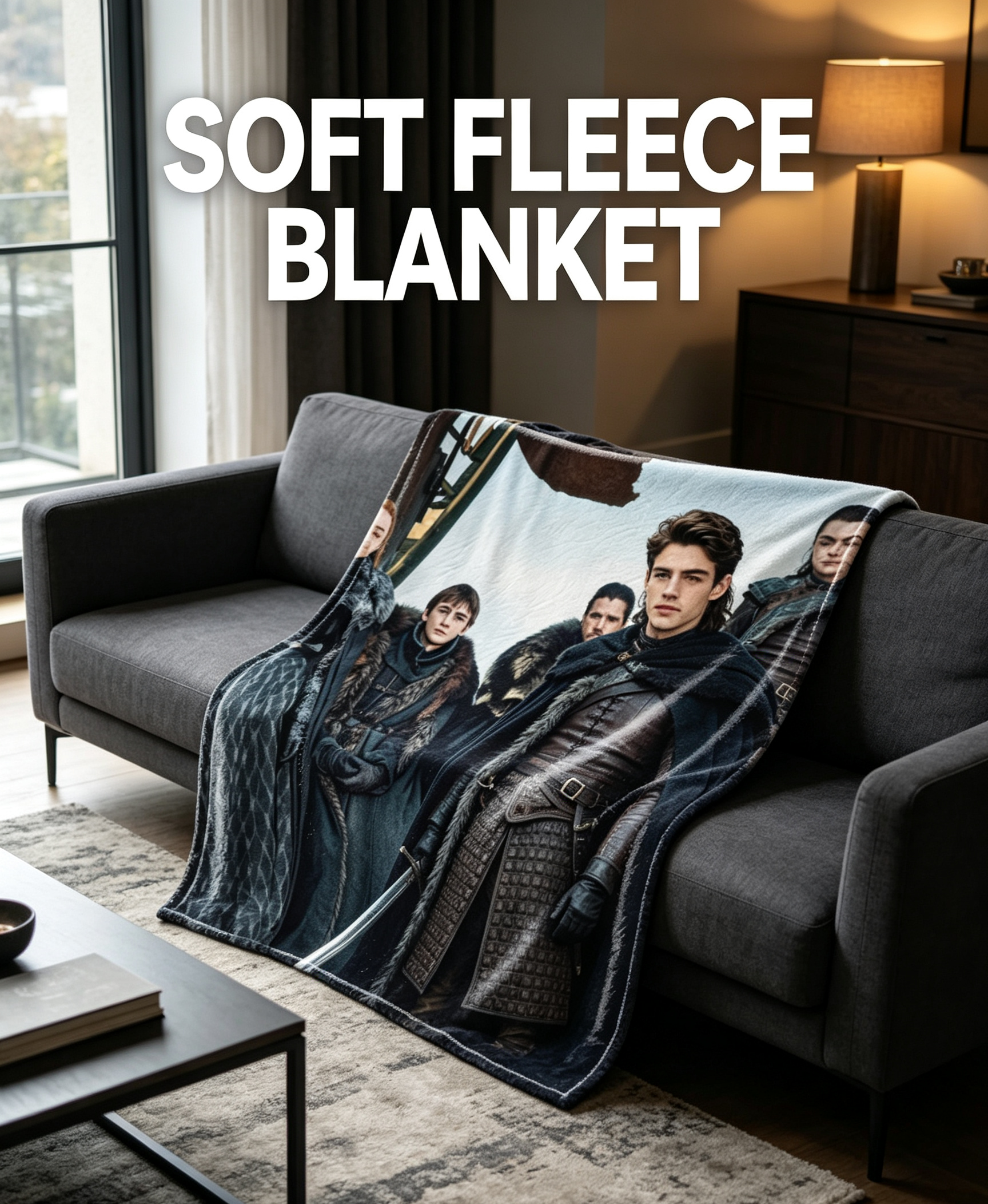 Custom Face Blanket Game of Thrones Inspired Flannel Blanket for Couch, Bed, or Travel – Perfect Gift for Fans and Collectors