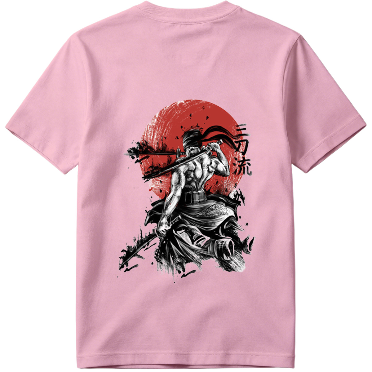 Samurai Warrior with Dual Swords Against Red Sun - Tee