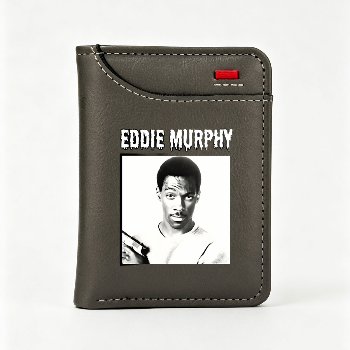 Eddie Murphy Holding Gun in Black and White Portrait - Vertical Style Wallet