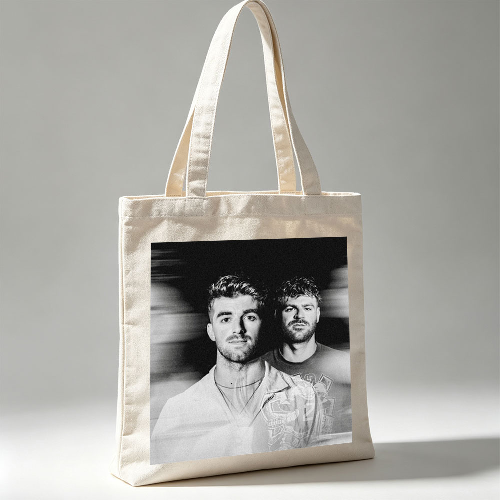 Liam Payne and a Friend in a Black-and-White Portrait with Blurred Background - Canvas tote bags
