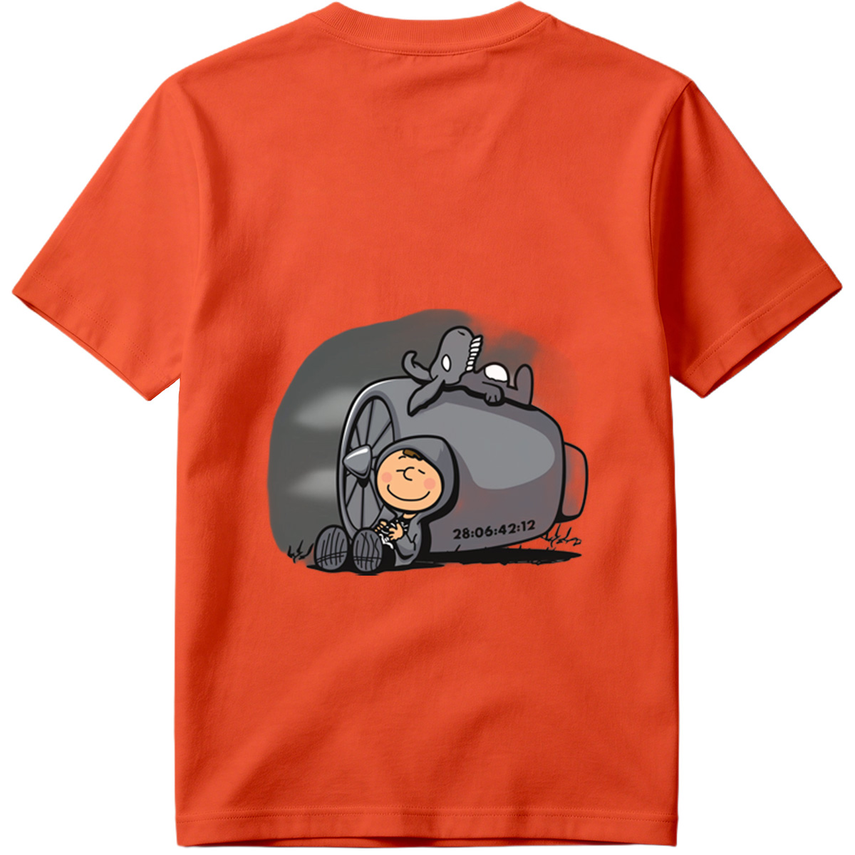 Cute Cartoon Boy with Time Machine and Octopus - Tee