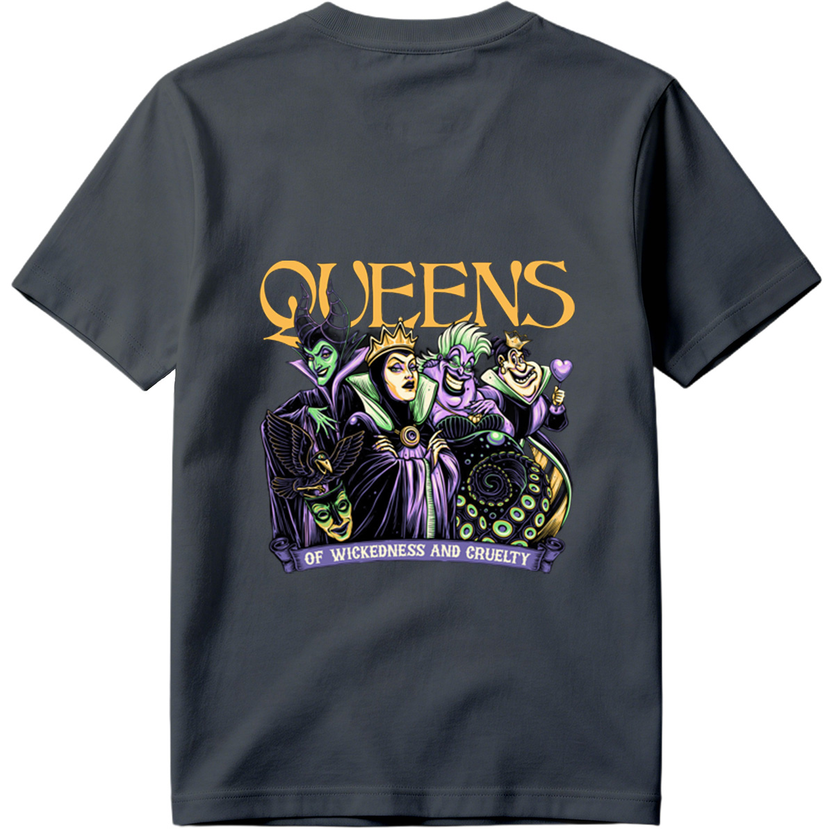 Queens of Wickedness and Cruelty: Maleficent, Evil Queen, Ursula, and Queen of Hearts - Tee