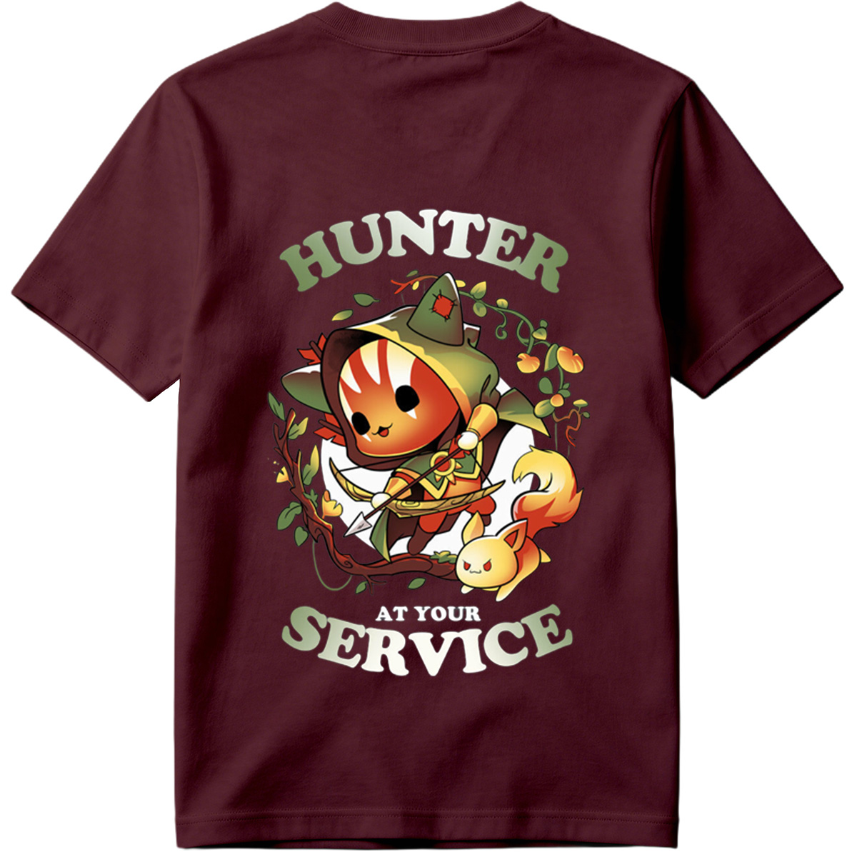Hunter at Your Service - Chibi Archer and Fox Companion - Tee