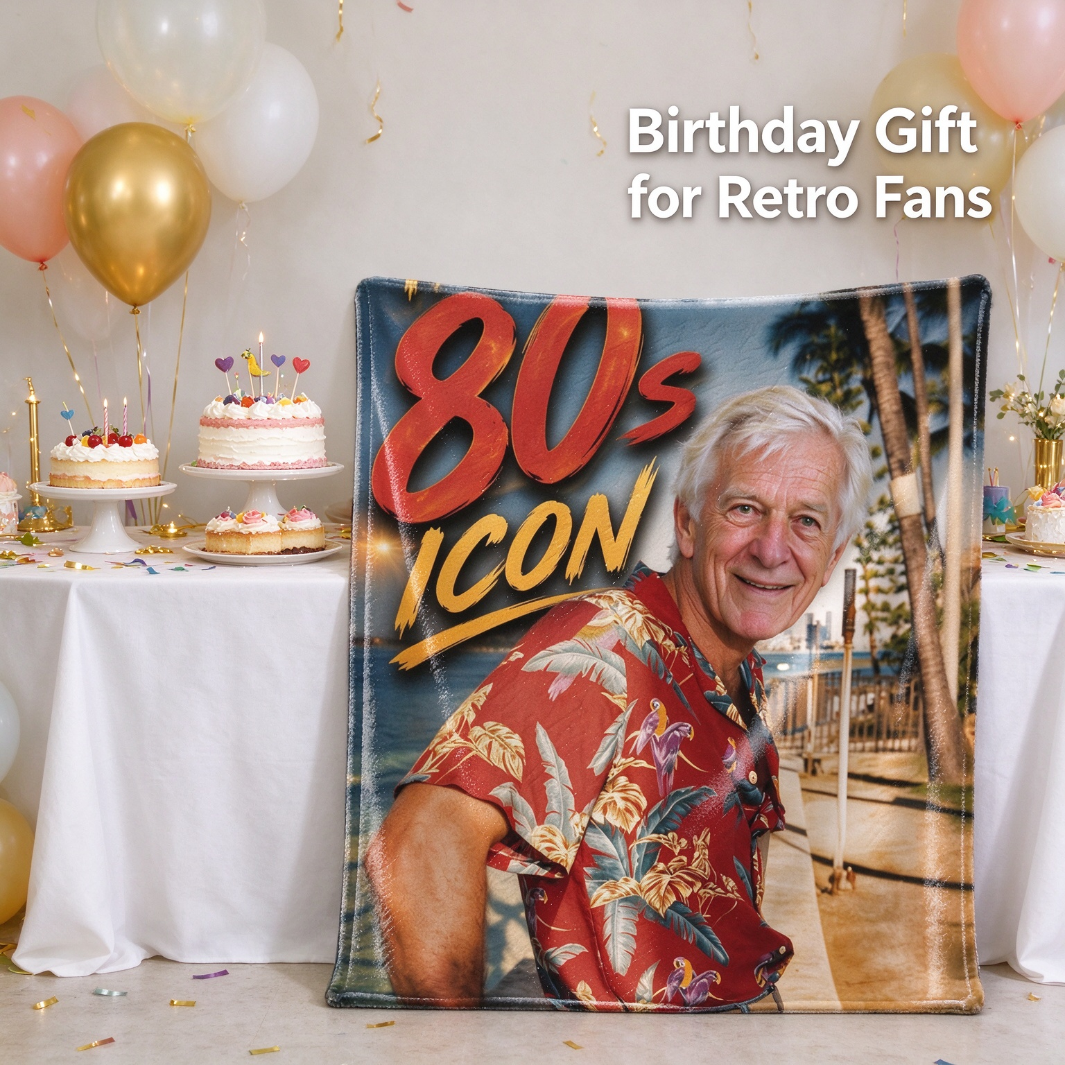 Custom Photo Face Blanket Ultra Soft Flannel Fleece Throw Personalized Retro 80s Gift for Family Couch and Bed