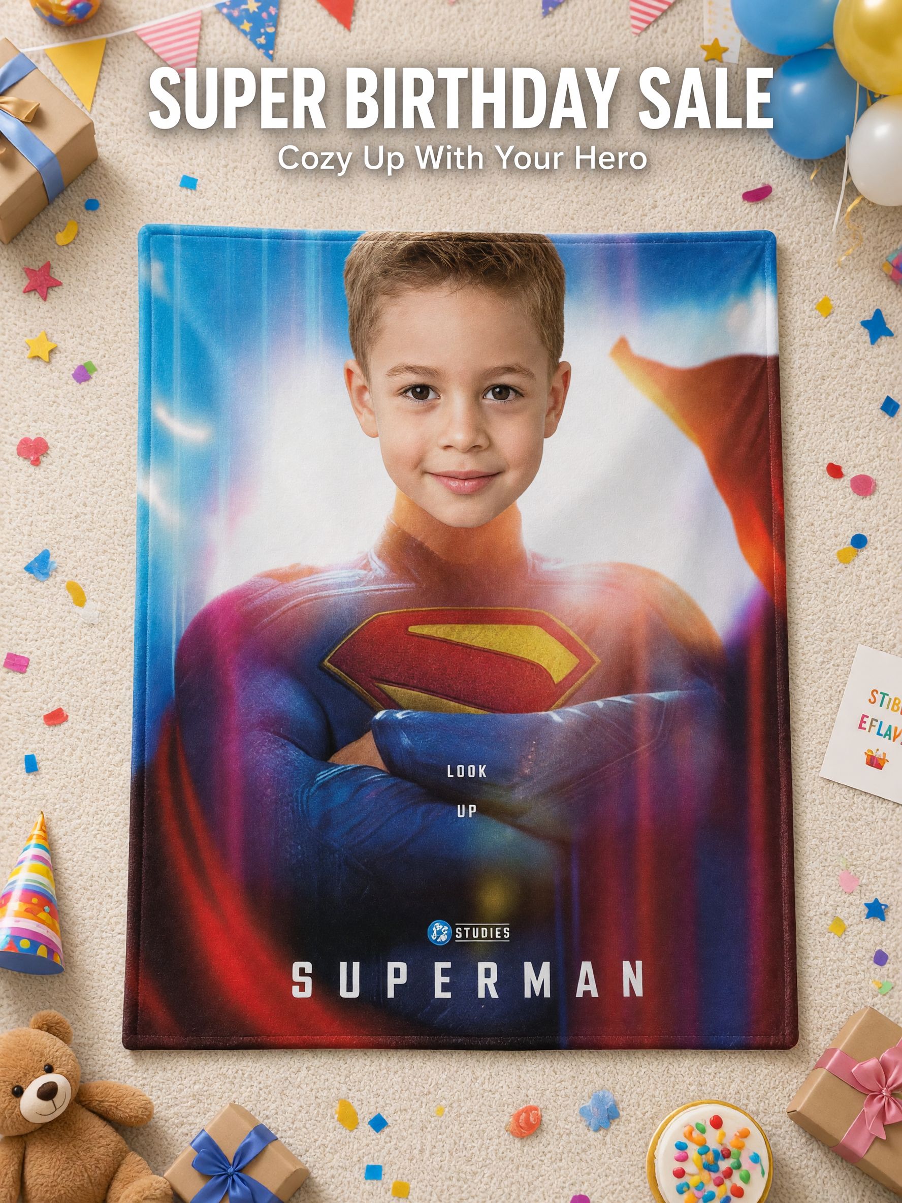 Personalized Custom Face Photo Flannel Fleece Blanket Ultra Soft Superhero Portrait Throw for Kids and Family