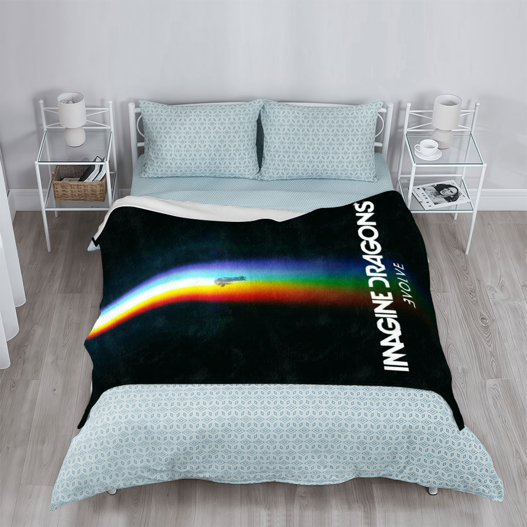 Imagine Dragons Evolve Album Cover with Rainbow Light Beam and Floating Figure - Blankets